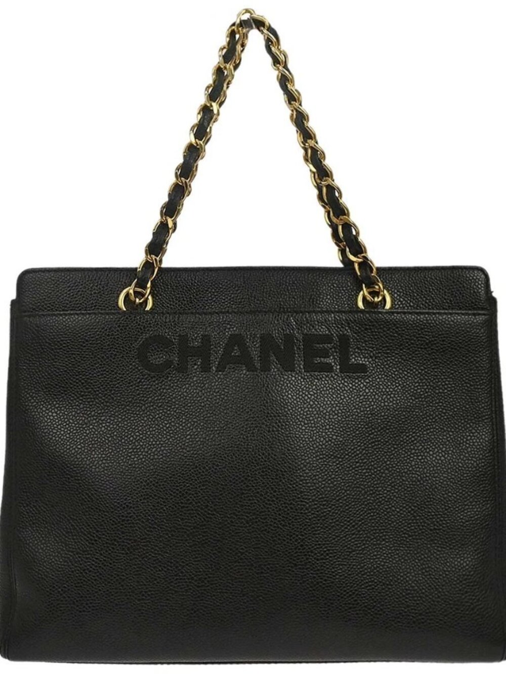 Chanel Black Calfskin Tote Chain Handbag 188833